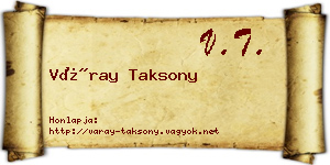 Váray Taksony névjegykártya